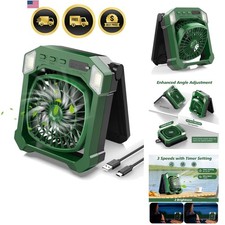 Camping Fan Battery Powered & Solar Powered, Portable Solar Fan 10000mAh Rech...