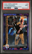 2025 Topps Chrome AARON RODGERS Auto Purple Lava /75 PSA 9 POP 2 Steelers