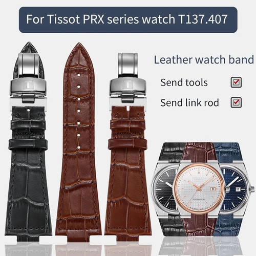 Cinturino orologio pelle per Tissot PRX T137.407 26x12mm ricambio pelle bovina convessa
