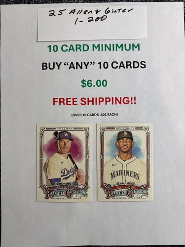 2025 Allen & Ginter , cards 1-200, buy "ANY" 10 cards $6.00, Free shipping !!
