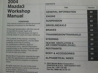 2004 Mazda 3 MAZDA3 Service Repair Shop Manual FACTORY OEM BOOKS 2