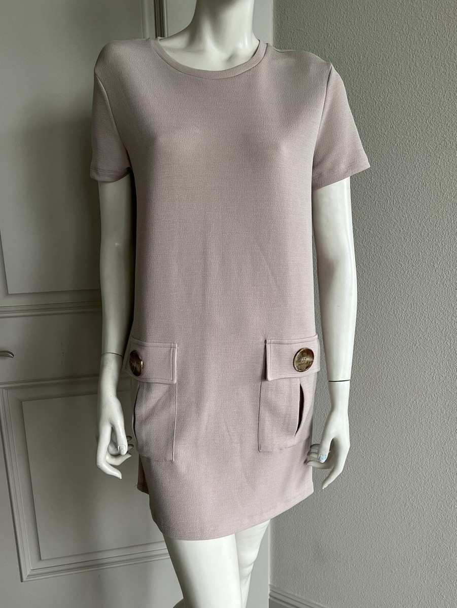 short sweater dresses Nude Boatneck Ribbed Knit Short Sweater Dress