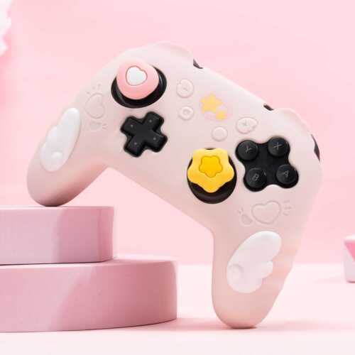 GeekShare Case Cover & Thumb Grips for SwitchPRO Controller Skin Star Wing Pink - Picture 8 of 10