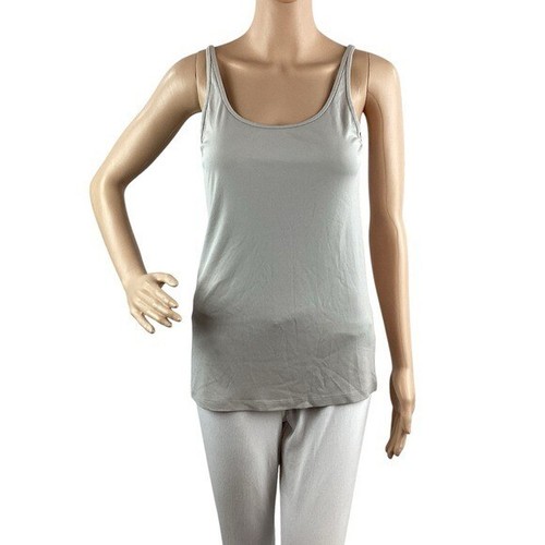 Eileen Fisher Tanktop hellgrau 100 % Seide U-Ausschnitt dünne Träger XS