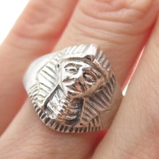 925 Sterling Silver Vintage Egyptian Pharaoh Ring Size 9.5