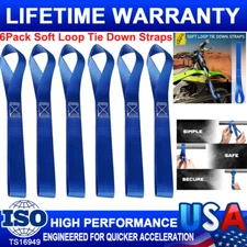 6Pack Soft Loop Tie Down Straps Lashing Heavy Duty Motorcycle Handlebar 4500LBS