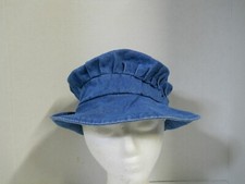 Women's Blue Denim Pleated Bucket Hat Sun Beach Floppy Foldable Versatile Sz S-M