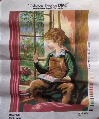 § grand canevas DMC : enfant MERCREDI - 76 x 60 cm - Photo 1/2