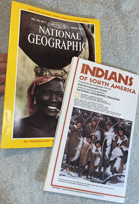 National Geographic Magazine March 1982 Sudan Peru Indians Archaeology Map