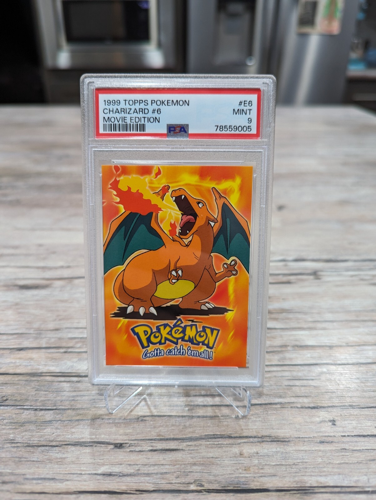 Pokemon Card Charizard E6 of E12 Topps Movie Edition 1999 PSA 9 MINT Black Logo