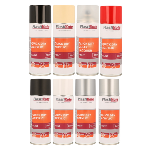 Plastikote Asciugatura Rapida Acrilico/Laccatura Spray 400ml Tutti i Colori