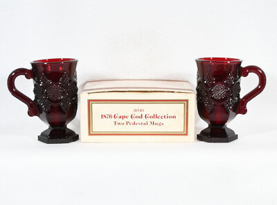 Avon Cape Cod Two Pedestal Mugs With Box (5'' Tall)