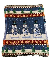 Mohawk Home Throw Blanket Made in USA Holiday Christmas Snowman approx 5x7