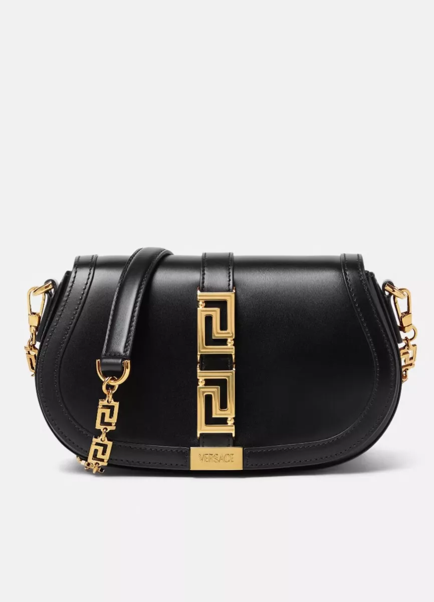 Versace Greca Goddess Small Leather Shoulder Bag Women s Black eBay