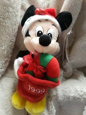Santa Mickey Mouse Walt Disney World WDW Hapoy Holiday 1999 NEW bean bag beanie