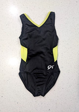 GREAT GK ELITE Gymnastics Dance Leotard CS Child Small Yellow Black RAZORBACK
