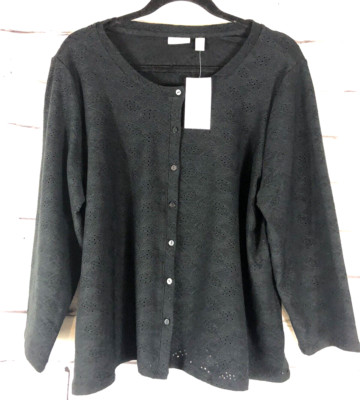NWT Logo Womens Size XL Black Button Up Jacket Top Shirt