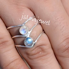 Labradorite  Rainbow Moonstone Multi Gemstone 925 Sterling Silver Ring/J-2091