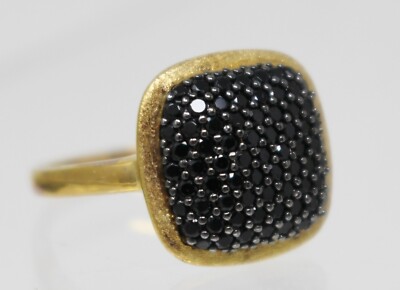 QVC Veronese 18K Clad Black Spinel Cushion RING Size 9 NEW