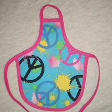 Peace Sign paint drops on blue Fabric -Decorative Soap Bottle Dish Apron 1PC