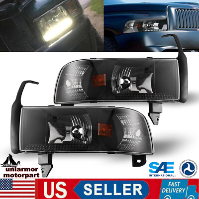 1994-2002 Ram Lights Dodge Ram Headlights Assembly With LED DRL - Chrome Housing Clear Corner Lamps For 94-02 Ram 1500/2500/3500 Non-Sport Models LED DRL Headlight Assembly - Foto 5