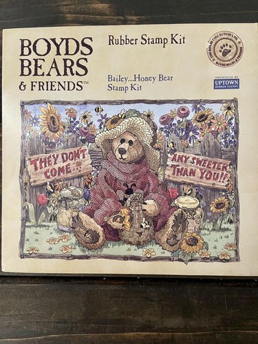 Set 2 timbri in gomma Boyds Bears&Friends Bailey Honey Bear Wilson Love Sonets - Foto 2 di 12