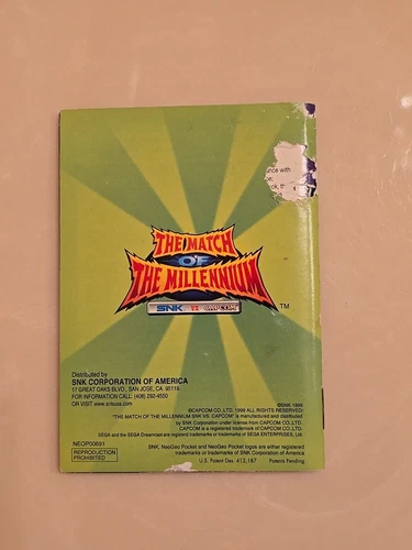 SNK vs Capcom The Match of the Millennium MOTM Neo Geo Pocket Color Manual Only