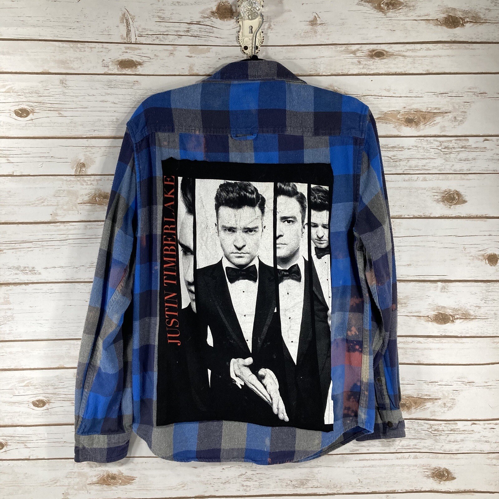 Upcycled Distressed JUSTIN TIMBERLAKE Bleached Fl… - image 1