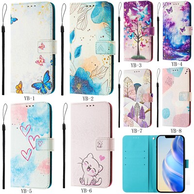 Gemustert Flip Handy Tasche Schutzhülle Etui Wallet Design Motive Cover Case Y6B