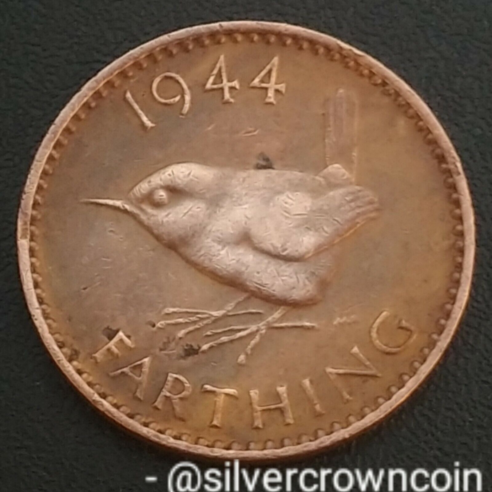 UK Great Britain Farthing 1944. KM#843. 1/4 Quarter Penny Cent c