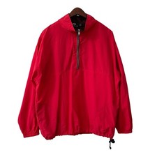 Vantage Red Quarter Zip Pullover Windbreaker Mens Size Large Pockets Made in USA