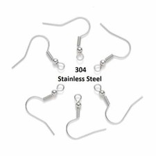 100 pcs. 304 Stainless Steel Silver Tone French Earring Hooks with Spring 22mm