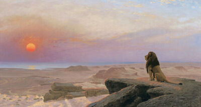THE TWO MAJESTIES 1883 SUN LION KING DESERT PAINTING BY JEAN LEON GEROME REPRO