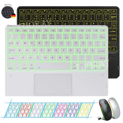 Touchpad QWERTZ Tastatur Maus mit Beleuchtet für Xiaomi Teclast Blackview Tablet