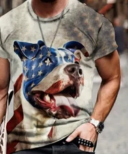 All American Patriotic Wrap Around Pit Bull Short Sleeve T Shirt Size XXL #2