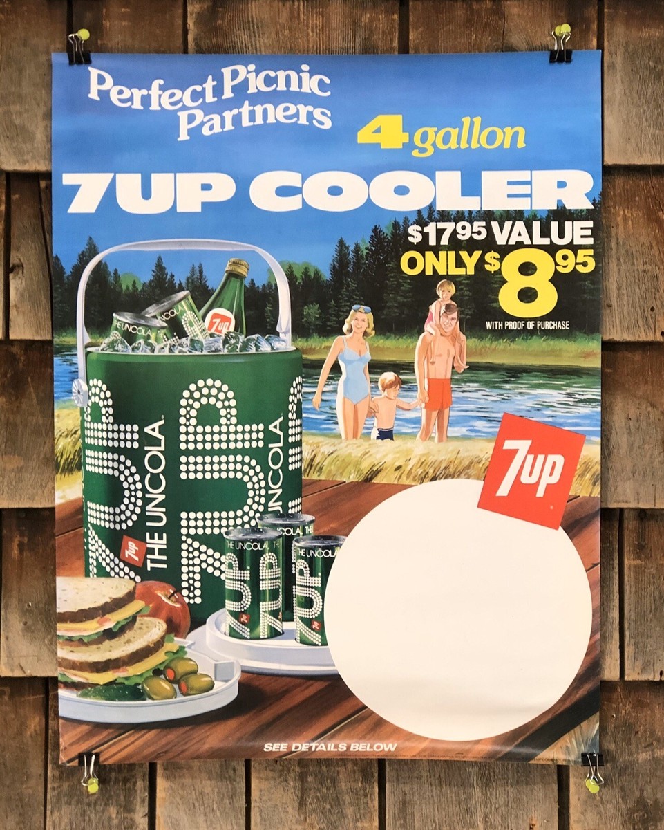 RARE Vintage Original 7UP COOLER Soda Drink The UNCOLA Advertising
