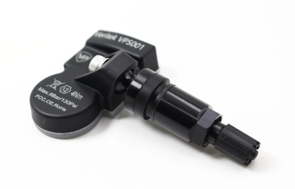 4 TPMS Tire Pressure Sensors Gloss Black Aluminum Valve Stems for Mercedes Benz - Image 2 of 4