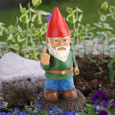 Garden Gnome Decor Naughty Middle Finger Gnome Statue Indoor