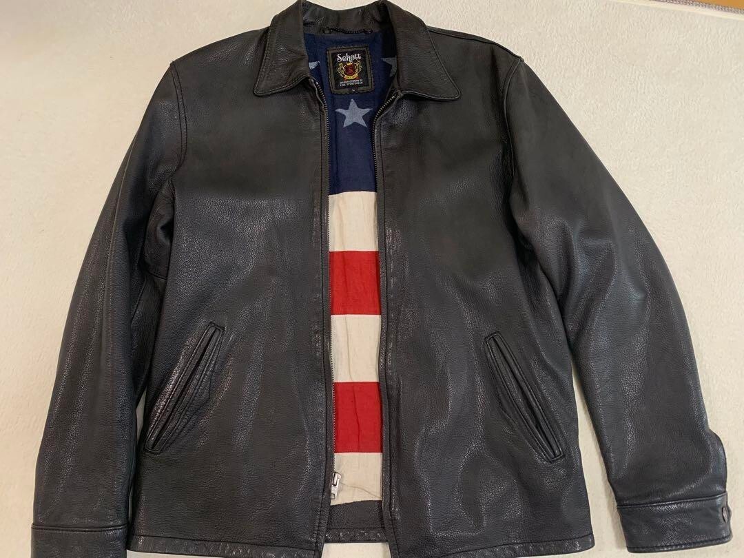 未使用級 Schott 70's SINGLE RIDER JACKET L Schott Single Riders Jacket Blouson Men Size L Gray Lamb Leather