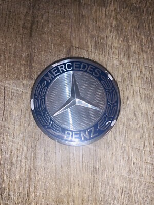 (1) Mercedes-Benz 75MM Classic Dark Blue Wheel Center Caps AMG Wreath ...