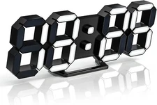 3D LED Clock Desk Alarm Clock Wall Clock with Remote Control, 9.7"
