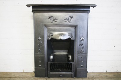 Restored Antique Edwardian Art Nouveau Cast Iron Combination Grate