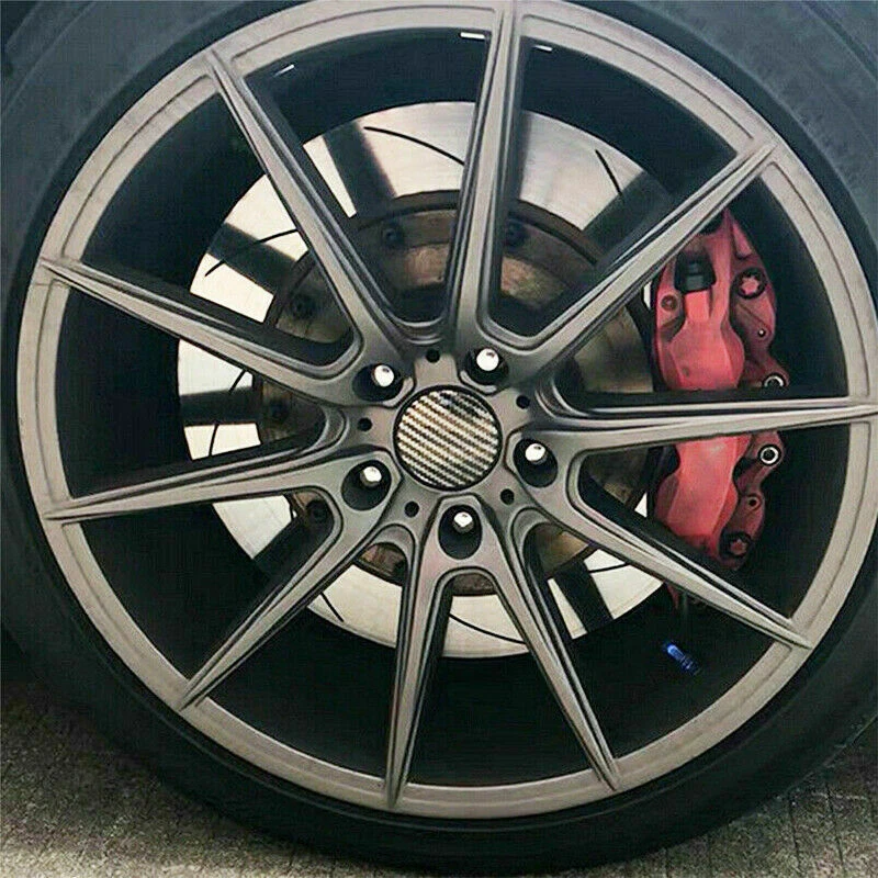 4pcs Carbon Fiber Car Wheel Hub Center Caps Cover Clip Kit 60mm (in 58mm) ABS - Image 4 of 4