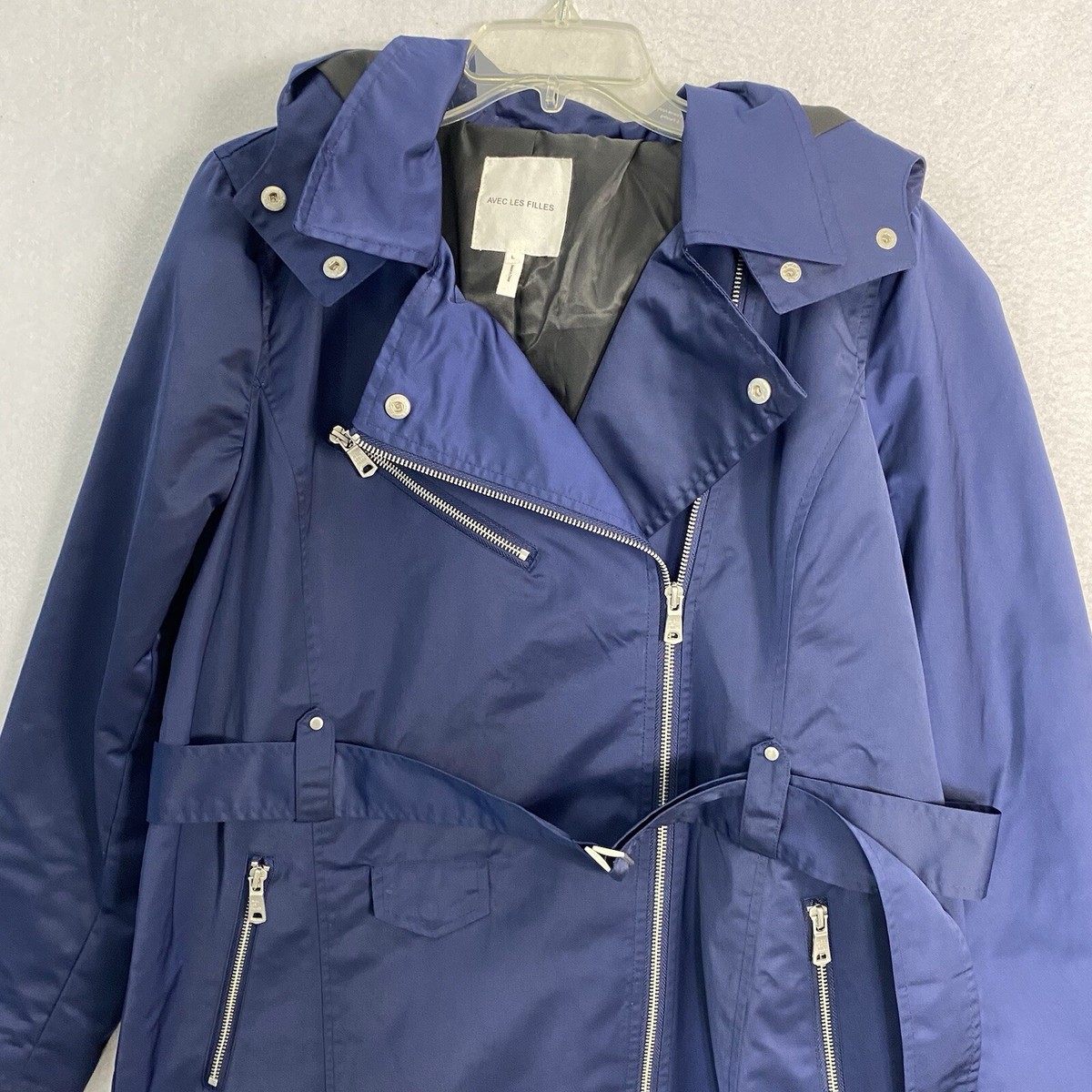 Avec Les Filles Trench Coat Water Resistant Removable Hood Size L