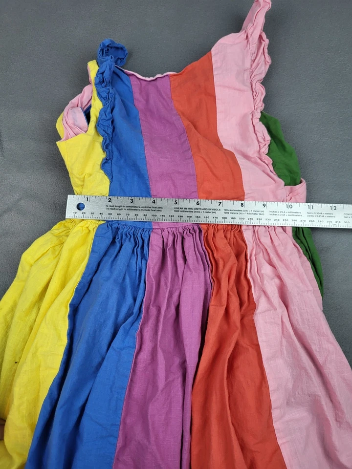 Mini Boden Rainbow Striped Maxi Dress Girls 9 10Y Pink Ruffle Hippie Boho Summer - Image 4 of 4