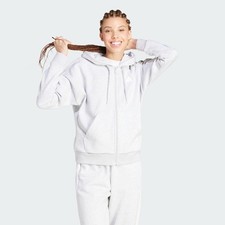 adidas women Essentials 3-Stripes Full-Zip Fleece Hoodie