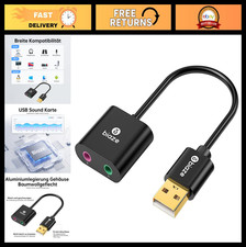 USB to 3.5mm Audio Adapter Sound Card, Headphone Microphone Jack for PC, PS4,