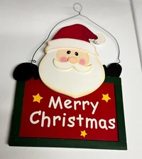 Vintage Wooden Merry Christmas Santa Sign Comic Sans Hanging Art Decor 00s 90s