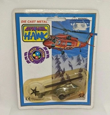 Vintage Druckguss Metall Dynamic Hawk Pull Back Action S192 USAF Hubschrauber