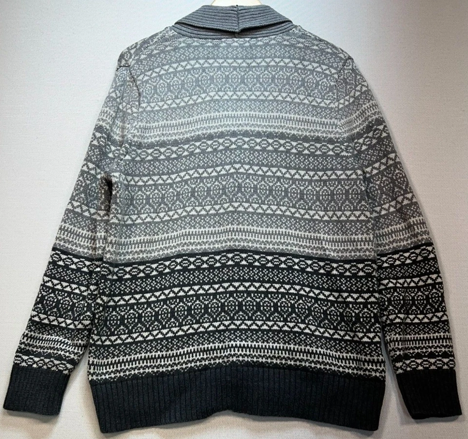 Mossimo Mens Shawl Collar Cardigan Sweater Knit Long Sleeve Sz L Multi Fair Isle - Image 2 of 4